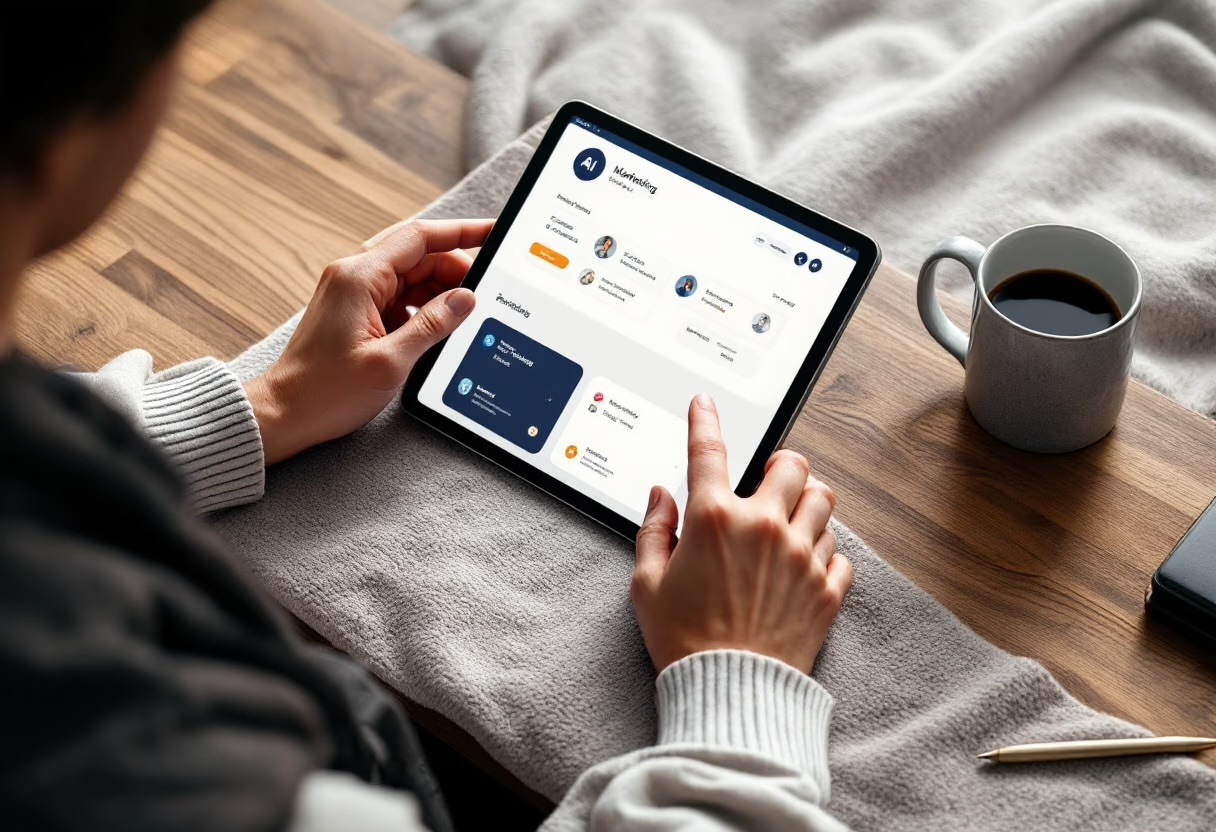 Nahaufnahme: Tablet mit medizinischer Software in einer Arztpraxis